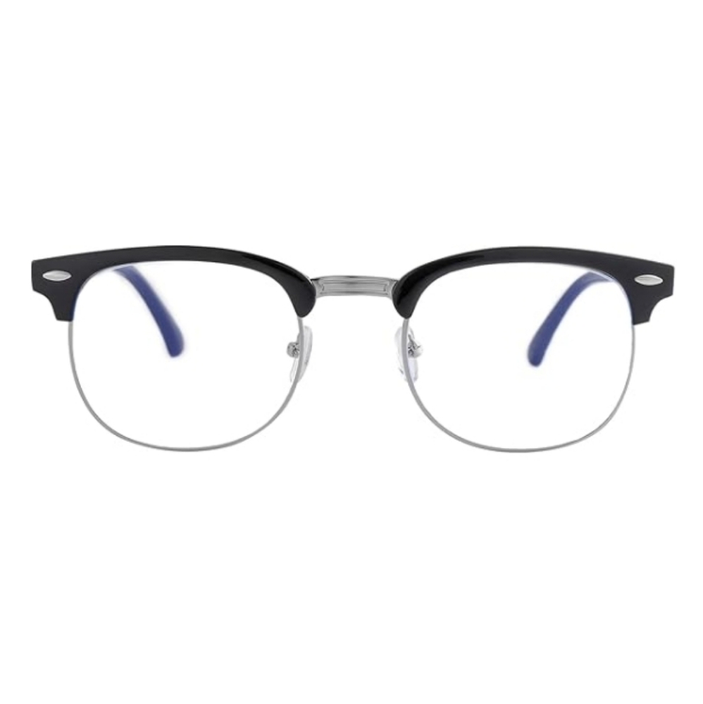 Blue Light Blocking Semi Rimless Non-Prescription Eyeglasses Blue Black